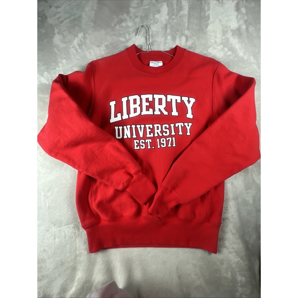 Champion Reverse Weave Vintage Liberty University Sweatshirt Red Size S Small